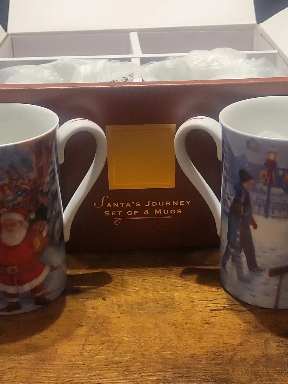 Lenox Santa's Journey Set of 4 Mugs - Red and Gold Box